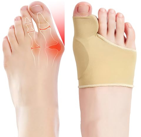 EASICUTI 2 Pairs Bunion Corrector, Big Toe Separators Gel Pads Support for Hallux Valgus Correction Big Toe Straightener Protector Bunion Pain Relief, Toe Spacers for Men & Women Day Night Wear, Beige