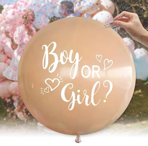 Ovanda Gender Reveal Balloon 91 cm, Boy or Girl Ballon mit Pink und Blue Konfetti, Gender Reveal Party Deko für Geschlechtsverkündung Baby, Baby Shower, Gender Party und Baby Luftballon
