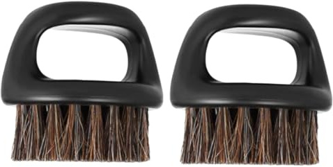 Gogogmee 2 STÜCK Herren Bartbürste mit Ergonomischem Kunststoffgriff Kurze Schweineborsten zum Rasieren und Bartstyling Handlich Robust Schwarz