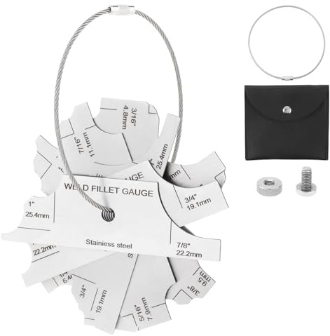 Smgda MG-11 - Kit di 7 calibri per saldature filettate in acciaio inossidabile con cavo portachiavi, scala metrica e imperiale, strumenti di ispezione convessa per saldatura da 3,2 mm-25,4 mm