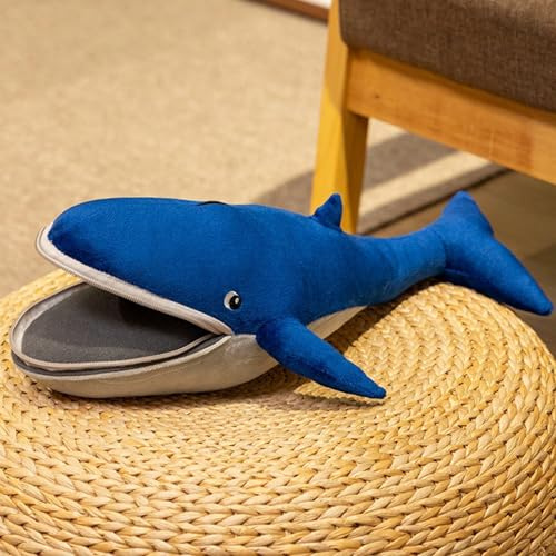 Xiyocadt Kuscheltier Wal, 40/55cm Plüschtier, Reißverschluss Mund-Kleine Dinge Verstecken Können, Stofftier Plüsch Kuscheltiere, Geschenk für Jungen Mädchen (40CM)