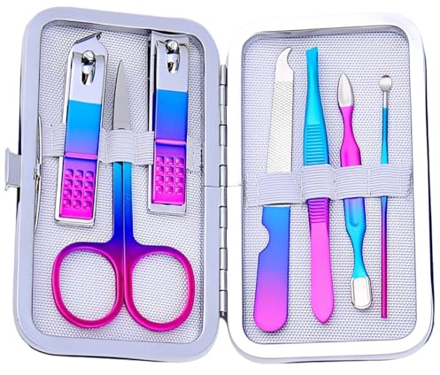 Juego de herramientas de manicura con estuche de viaje, juego de cortaúñas para cuidado facial y de manos, kit de pedicura para el aseo de los pies, juego de aseo personal de acero inoxidable