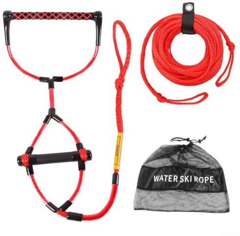 Water Ski Tow Line 75FT Adjustable Wakeboard Rope with For EVA Foam Handle Floating Design for Kneeboard Tubing Surfing Boating Sports Red(red black)
