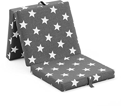 Betten-ABC Faltmatratze, 3-teilige Klappmatratze, Gästematratze, Reisen, Camping, Kinder, Härte: Mittelfest (Farbe: Sternenmuster (Grau)