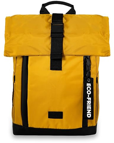 Dingbats* - Roll Top Backpack for Men and Women. Fits 15 Laptops. Waterproof Design for Travel, Walking and Work Commutes. Rucksack Made from Recycled PET Bottles (Small 25L Rucksack - Yellow)