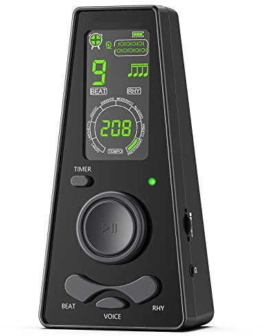 LEKATO Digital Metronome with Volume Control and Tempo Knob, Electronic Metronome with Timer, Wide Tempo Range, Vocal Voice Beats for Piano, Violin, Guitar, Ukulele and Drum (Black)
