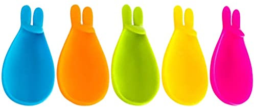 SHERCHPRY Teebeutelhalter Kaninchen Form Silikon Teebeutel Aufhänger Süßer Silikon Teebeutelhalter Tasse Becher Clip Löffelablage Für Tasse Becher Marker 5 Stücke