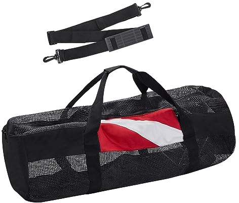 Perfeclan Mesh Duffle Bag Scuba Diving Tauchausrüstung Mesh Bag Nylon Atmungsaktive Aufbewahrung Tragetasche Scuba Schnorchelausrüstung für, Viereck