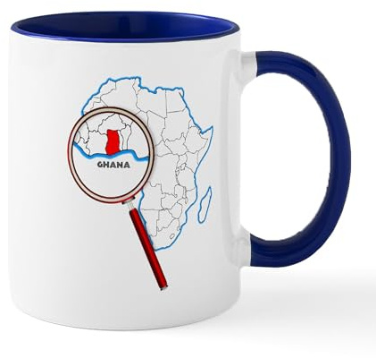 CafePress Ghana Under A Magnifying Glass Mugs 11 oz (325 ml) Ceramic Coffee Mug