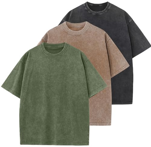 Oversized T-Shirt für Herren Heavy Baumwolle Regular Fit Basic Männer T-Shirt Set Casual Sommer Tops