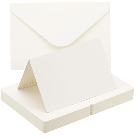 PATIKIL Blank Cards and Envelopes 4x6, 50 Set Half Fold Blank Note Cards and Envelopes Folded Cardstock Greeting Card for Invitations Wedding DIY Birthday, White