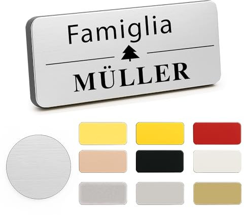 XMHome Targhetta 2 pezzi per porta di casa, cassetta delle lettere o campanello, utilizzabile anche come targhetta da ufficio, personalizzabile, con nome e simbolo, incisione laser resistente alle