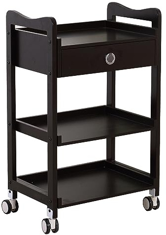 Carrello multifunzionale in legno per salone di bellezza professionale e casa, con cassetti, perfetto per organizzare strumenti di bellezza ed essenziali, ideale per l'uso quotidiano