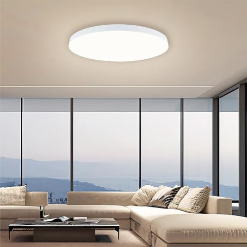 EACLL Deckenlampe LED Deckenleuchte Ø23xH5 cm 18W 4000K, 2000lm, IP44 Rund Neutralweiß, Nicht Dimmbar, Modern Schlicht, Schiebemontage, Schlafzimmer Flur Keller Balkon Bad Küche Kinderzimmer, 1er-Pack