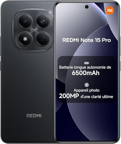 XIAOMI Redmi Note 15 Pro NFC Smartphone 8+ 256 GB, Nero, IP65, Schermo AMOLED, Android 15, Processore Mediatek Helio G200 Ultra, Fotocamera 200 MP, 6,77 Pollici, 45 W, con Caricatore