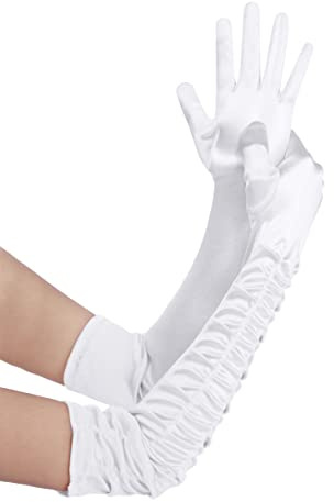ArtiDeco Guantes de Satén Mujer Vintage Guantes hasta los Codos Novia Accesorios Guantes Largos para Boda Fiesta Disfraz Accesorios