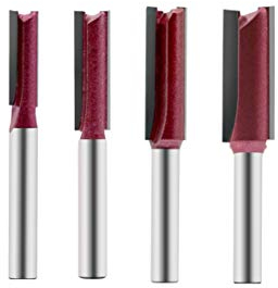 Malayas Set di 4 punte dritte in carburo di tungsteno a doppia scanalatura, per fresa per legno, codolo da 6,35 mm, per lavorazione del legno Tools