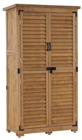 MCombo Gartenschrank Geräteschuppen Werkzeugschrank Outdoor-Schrank Gartenbox 0870 aus Holz Natur, 47 X 87 X 160 cm
