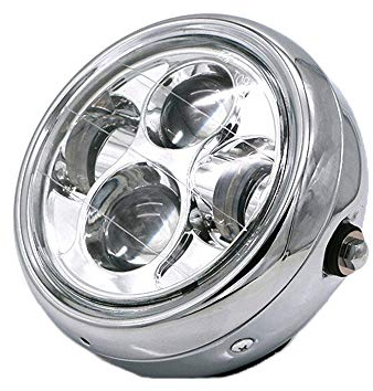 Moto phare avant Universal Metal High Low Beam LED Lampe Pour Shadow 1100 ACE1100 Yamaha Kawasaki (chrome)