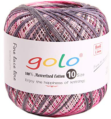 golo Häkelgarn, Größe 10, Garn für Handstricken, Häkelgarn (Silber Pink-D)