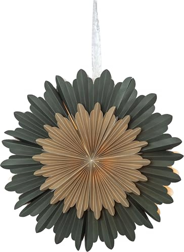 Star Trading Papierstern Crystal Grün - Großer Weihnachtsstern ca. 50 cm, Fensterdekoration Advent, Dekostern mit Aufhängeband, Papier Rosettenform