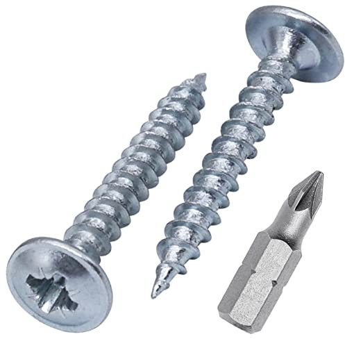 (Lot de 250) Vis à bois en acier zingué 3,5 x 25 mm Vis en métal Tête bombée modifiée Auto-taraudeuse (250, 3,5 x 25 mm)