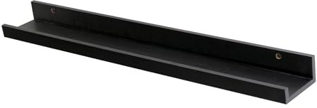 Wackadoo Bilderleiste Schwarz Holz 70 cm, Bilder Regale für Wände, Schwebendes FSC-Holz Wandregal, Schweberegal, Wandboard, inkl. Schrauben und Dübel