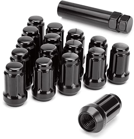 M10x1.25 ATV Lug Nuts for Honda Foreman Ranchers Yamaha Can Am Outlander Arctic Cat Kawasaki Suzuki Bombardier Quest, 16pcs Closed End 6 Spline 10x1.25 Wheel Lugnuts Cone/Acorn Seat with Socket Key