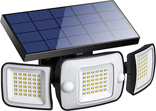 intelamp Lampe Solaire Exterieur 6000mAh Lumière Solaire Extérieure avec Détecteur de Mouvement 1200LM IP65 Eclairage Exerieur Solaire Projecteur LED de Sécurité Eclairage Mural d'extérieur
