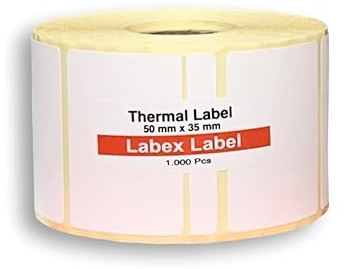 Etichette termiche 50x35 mm su rotolo – Etichette Codice a Barre Termica Diretta – 1 rotoli 1000 etichette – Senza nastro – TSC Godex compatibili – Labex Label