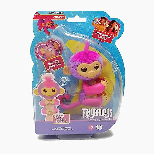 Bizak Fingerlings Charlie, monita interactiva más Bromista de Todos, le Encanta reír y los Chistes súper risueña, con más de 70 Sonidos y reacciones Diferentes, con Propia Personalidad (61850001)