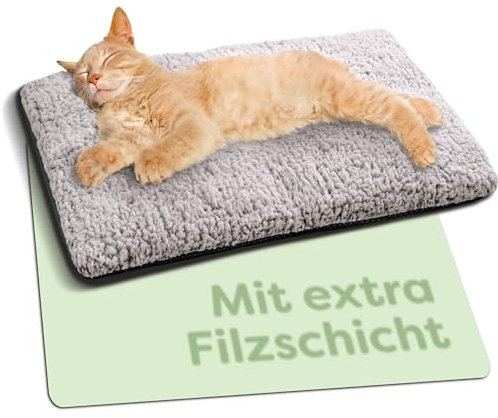 Knupis Selbstheizende Decke für Hunde & Katzen Grau 60x45cm - Weich & kuschelige Katzendecke - Geräuschdämpfung - Waschbarer Bezug - Mit Rutschfester Unterseite