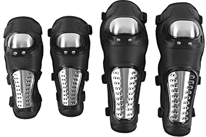 Silber Schwarz Motorrad Knieschützer Ellenbogenschützer Schutzausrüstung für Motocross ATV Mountainbike