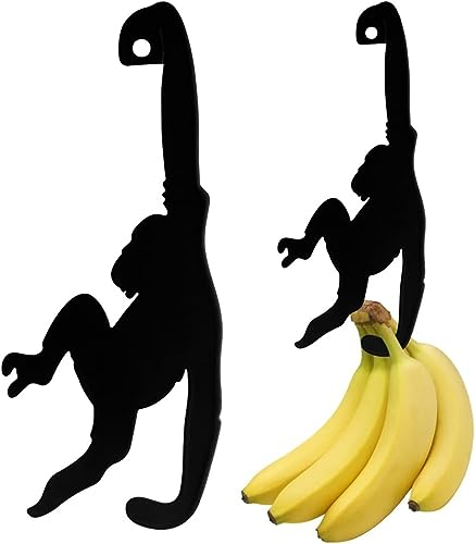 LATRAT 2 Stück Bananenhalter Affe für Bananen, BananenstäNder Lustiger Magic Hook KüChengadget für Bananen Oder Andere Leichte KüChenartikel