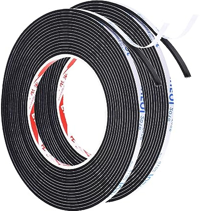 PATIKIL 5m/16.4ft Versiegelung Schaumstoff Klebeband 2 Rollen 5mm Breit 2mm Dicke Einseitig Dichtungsstreifen Tür Dichtstreifen für Fenster Tür Isolierung Schwarz | Einzigartiges Wetterschutzband für Fenster, Tür, Isolierung, Schwarz
