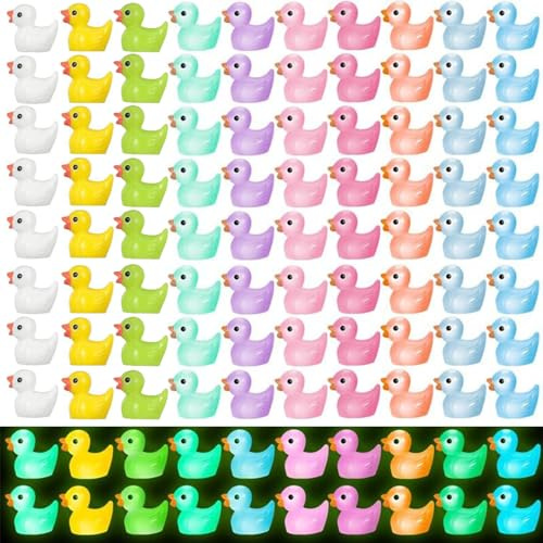 ATSGJLZN Mini Enten - 100 Stück, Kleine Resin Ducks - Miniatur Garten Finde das Kleine Entenspiel DIY (10 Farben)