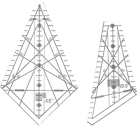 sourcing map 1 Set Kunst Lineal Rakel 12 22.5° 45° Vorlage Acryl Nähen Quilten Lineal Baumarkt Patchwork Werkzeug für Schneidern Quilten Handwerk Kunst Durchsichtig