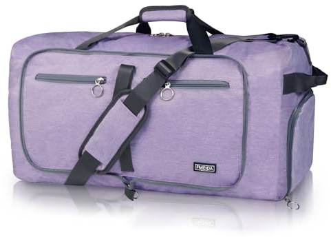Fmeida Reisetasche Faltbare Reisentaschen Weekender Damen Foldable Travel Bag Groß Sporttasche XXL Saunatasche Wasserdicht Kliniktasche Geburt 65L Lila
