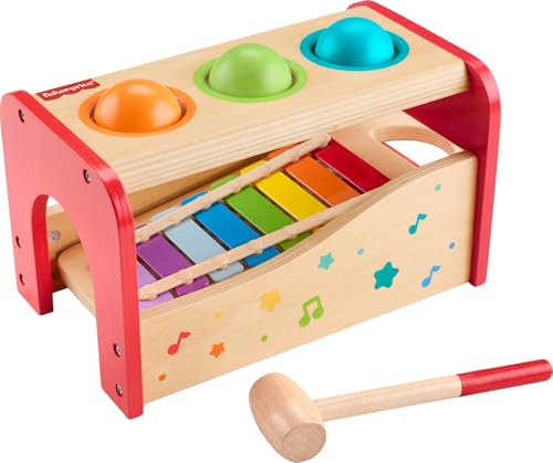Fisher-Price Wooden Xylophone for Toddlers - 6 Pieces Wooden Musical Activity for Preschool Kids from 18 Months