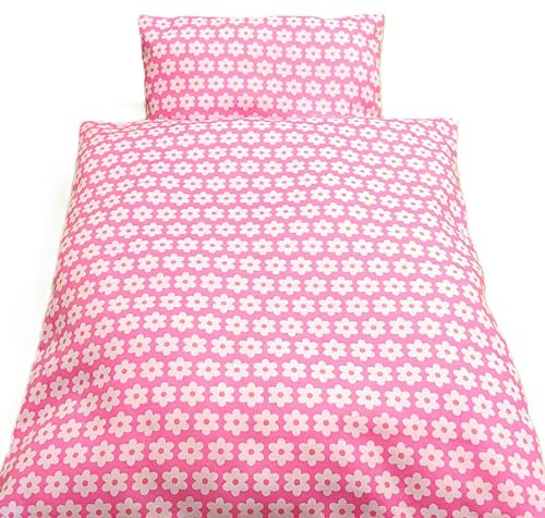 Bettwäsche für Puppenbett, 2 teiliges Set, Design: himmelblauer Sternchendruck, genäht aus Baumwollstoff. Passend für Puppenbett und Puppenwagen bis 50 cm