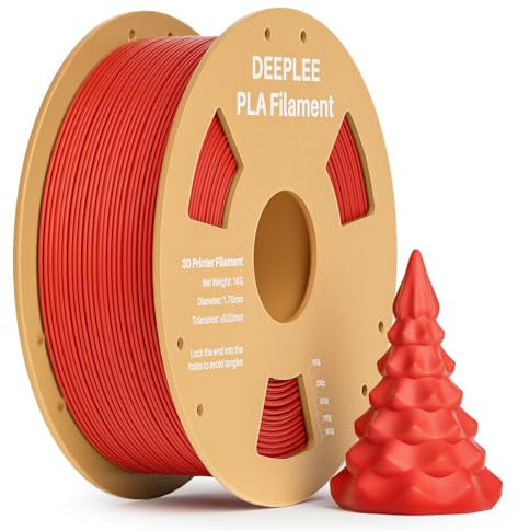 DEEPLEE PLA Filament 1.75mm, 3D Drucker Filament 1kg (2,2lbs), Maßgenauigkeit +/- 0,02 mm, Filament 3D-Druckmaterialien für FDM 3D Drucker, Rot