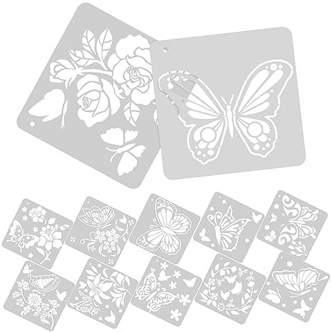 JEWEDECO 12 Blätter Schmetterling Schablone Schmetterling Malschablone Bastelschablone Vorlage Pet Material Kunstschablone Für Wandmalerei Heimdekoration Zeichenvorlage Bastelvorlage