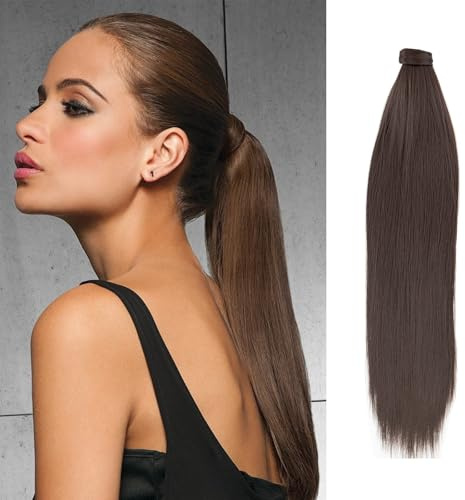 JJstar Coleta Postiza Extensiones Pelo, Coleta Postiza Pelo Naturalde de 70 cm de largo cabello liso, Cabello Sintético para Mujeres y Niñas