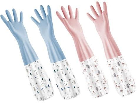 Baluue 2paare Wasserdichte Spülhandschuhe Aus Latex Langlebige Geschirrwaschhandschuhe Blau Für Haushaltsreinigung Gartenarbeit Und