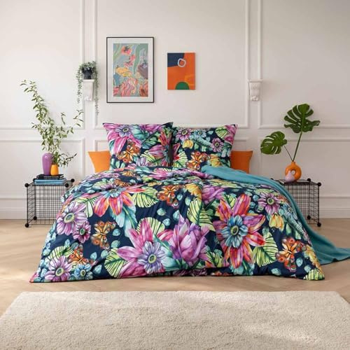 Estella Mako Interlock Jersey Bettwäsche Amarina Indigo 1 Bettbezug 135 x 200 cm + 1 Kissenbezug 80 x 80 cm