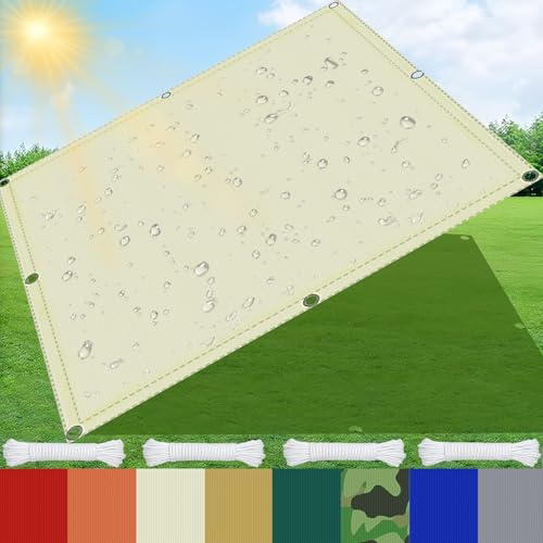 AMXFS Awning with Eyelets with 95% Shade Effect, Made of Oxford Fabric, 180 g/m²,4.5m x 6m Garden Awning Fabric, Waterproof UV Protection, Sun Protection for Camping, Balcony, Swimming Pool, Carport