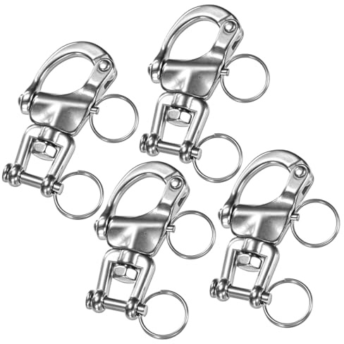 TIXIPEM Swivel Snap Shackles [4PCS] - 316 Stainless Steel Jaw Anchor Swivel Clevis Shackle Use for Sailing Rigging & Camping & Marine - [70MM/2.76IN-500 KG] Quick Release Snap Hook