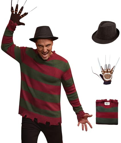 Mainifi Herren 3er Set Halloween Kostüm Grusel Strickpulli Verkleidung XL
