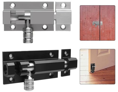 Cerradura deslizante de aleación de aluminio de 4 pulgadas, cerradura de seguridad para puerta de entrada sin llave, resistente al óxido, color negro plateado, baño, cocina, dormitorio (plateado)