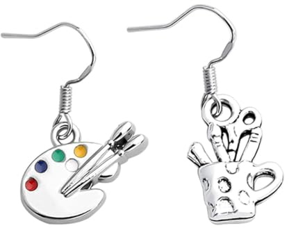 Toyvian Paint Brush and Palette Drop Earrings for Art Students and Teachers, Artist Jewelry Accessories for Painting, Lightweight Artistic Drop Dangle Earrings